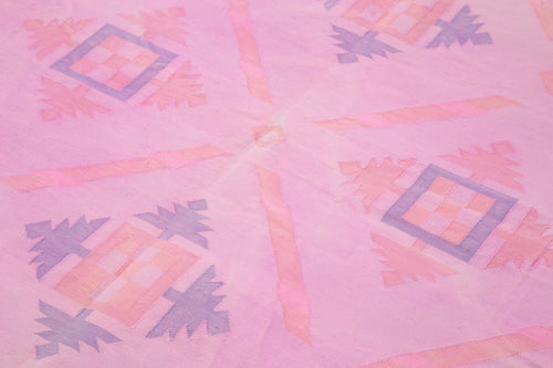 Anatolian Kilim Pink Striped Cotton Wool Handmade Area Rug 5'10'' x 9'1''