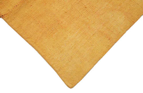 Anatolian Kilim Yellow Striped Cotton Wool Handmade Area Rug 7'0'' x 10'11''