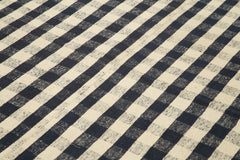 Anatolian Kilim Black Striped Cotton Wool Handmade Area Rug 6'9'' x 10'8''