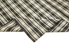 Anatolian Kilim Black Striped Cotton Wool Handmade Area Rug 7'0'' x 11'6''