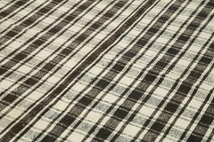 Anatolian Kilim Black Striped Cotton Wool Handmade Area Rug 7'0'' x 11'6''