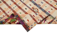 Anatolian Kilim Orange Striped Cotton Wool Handmade Area Rug 4'10'' x 9'2''