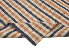 Anatolian Kilim Orange Striped Cotton Wool Handmade Area Rug 6'11'' x 11'1''