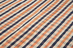 Anatolian Kilim Orange Striped Cotton Wool Handmade Area Rug 6'11'' x 11'1''