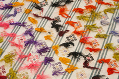 Anatolian Runner Beige Striped Cotton Wool Handmade Area Rug 3'4'' x 10'9''