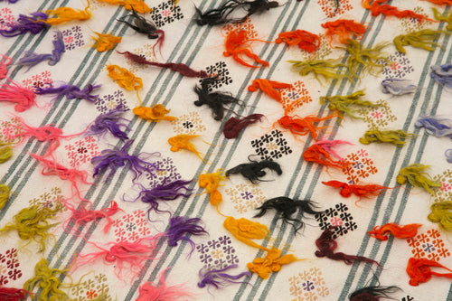 Anatolian Runner Beige Striped Cotton Wool Handmade Area Rug 3'4'' x 10'9''