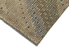 Anatolian Runner Beige Striped Cotton Wool Handmade Area Rug 3'4'' x 8'11''