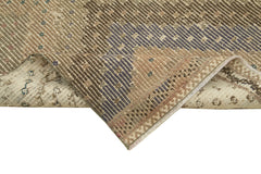 Anatolian Runner Beige Striped Cotton Wool Handmade Area Rug 3'4'' x 8'11''