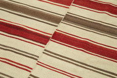 Anatolian Runner Beige Striped Cotton Wool Handmade Area Rug 3'8'' x 10'10''