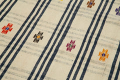 Anatolian Runner Beige Striped Cotton Wool Handmade Area Rug 3'9'' x 11'11''