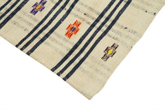 Anatolian Runner Beige Striped Cotton Wool Handmade Area Rug 3'9'' x 11'11''