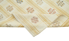 Anatolian Runner Beige Striped Cotton Wool Handmade Area Rug 3'10'' x 9'7''