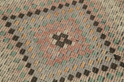 Anatolian Runner Beige Striped Cotton Wool Handmade Area Rug 2'10'' x 10'0''