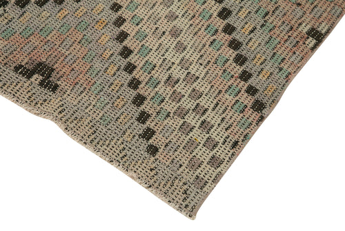 Anatolian Runner Beige Striped Cotton Wool Handmade Area Rug 2'10'' x 10'0''