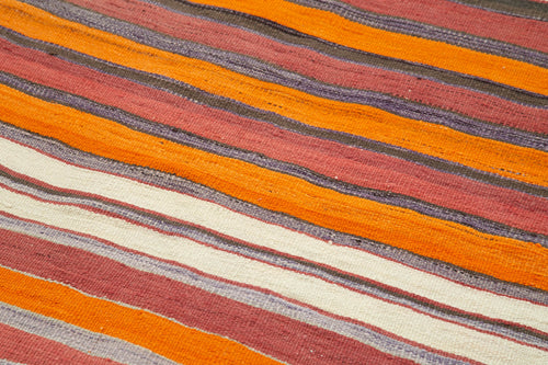 Anatolian Runner White Striped Cotton Wool Handmade Area Rug 3'3'' x 7'10''