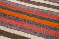 Anatolian Runner White Striped Cotton Wool Handmade Area Rug 3'3'' x 8'7''