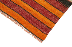 Anatolian Runner White Striped Cotton Wool Handmade Area Rug 3'3'' x 10'6''