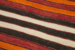 Anatolian Runner White Striped Cotton Wool Handmade Area Rug 3'3'' x 10'6''