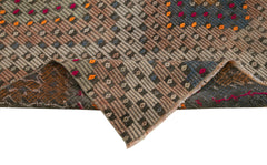 Anatolian Runner White Striped Cotton Wool Handmade Area Rug 3'4'' x 11'1''