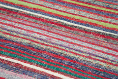 Anatolian Runner White Striped Cotton Wool Handmade Area Rug 3'9'' x 11'5''