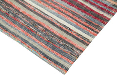 Anatolian Runner White Striped Cotton Wool Handmade Area Rug 3'9'' x 11'5''