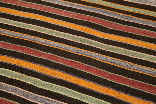 Anatolian Runner White Striped Cotton Wool Handmade Area Rug 4'4'' x 11'4''