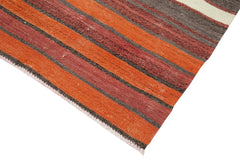 Anatolian Runner White Striped Cotton Wool Handmade Area Rug 2'8'' x 9'4''