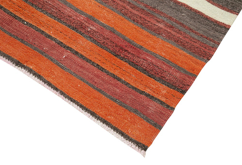 Anatolian Runner White Striped Cotton Wool Handmade Area Rug 2'8'' x 9'4''