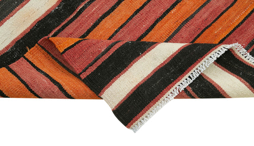 Anatolian Runner White Striped Cotton Wool Handmade Area Rug 2'8'' x 9'4''