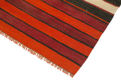 Anatolian Runner White Striped Cotton Wool Handmade Area Rug 2'8'' x 10'9''