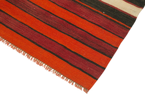 Anatolian Runner White Striped Cotton Wool Handmade Area Rug 2'8'' x 10'9''