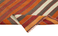 Anatolian Runner White Striped Cotton Wool Handmade Area Rug 2'9'' x 9'11''