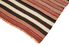 Anatolian Runner White Striped Cotton Wool Handmade Area Rug 2'9'' x 9'11''