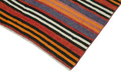 Anatolian Runner White Striped Cotton Wool Handmade Area Rug 2'9'' x 10'10''