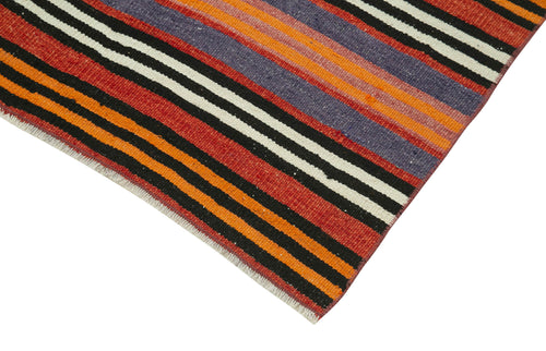 Anatolian Runner White Striped Cotton Wool Handmade Area Rug 2'9'' x 10'10''