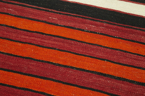 Anatolian Runner White Striped Cotton Wool Handmade Area Rug 2'10'' x 10'4''