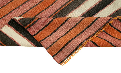 Anatolian Runner White Striped Cotton Wool Handmade Area Rug 2'11'' x 9'4''