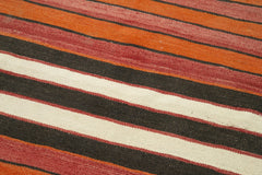 Anatolian Runner White Striped Cotton Wool Handmade Area Rug 2'11'' x 9'4''