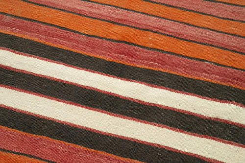 Anatolian Runner White Striped Cotton Wool Handmade Area Rug 2'11'' x 9'4''