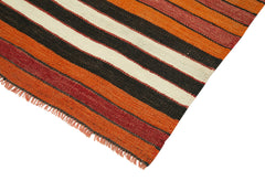 Anatolian Runner White Striped Cotton Wool Handmade Area Rug 2'11'' x 10'1''