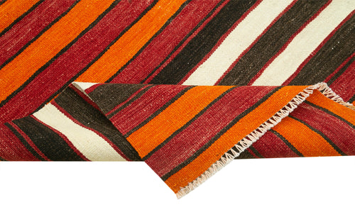 Anatolian Runner White Striped Cotton Wool Handmade Area Rug 2'11'' x 10'4''