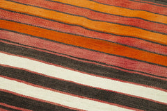 Anatolian Runner White Striped Cotton Wool Handmade Area Rug 3'0'' x 10'6''