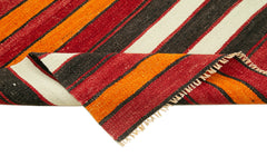 Anatolian Runner White Striped Cotton Wool Handmade Area Rug 3'2'' x 10'9''