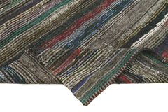 Anatolian Runner Grey Striped Cotton Wool Handmade Area Rug 5'1'' x 12'1''