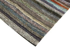 Anatolian Runner Grey Striped Cotton Wool Handmade Area Rug 5'1'' x 12'1''