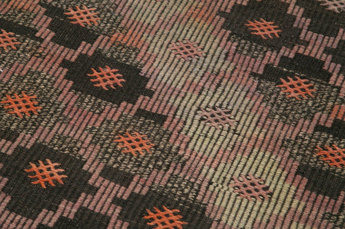 Anatolian Runner Brown Striped Cotton Wool Handmade Area Rug 3'6'' x 9'2''