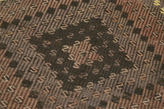 Anatolian Runner Brown Striped Cotton Wool Handmade Area Rug 2'6'' x 9'5''