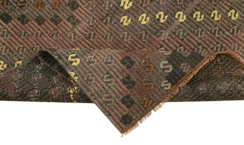 Anatolian Runner Brown Striped Cotton Wool Handmade Area Rug 2'6'' x 9'5''