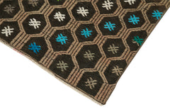 Anatolian Runner Brown Striped Cotton Wool Handmade Area Rug 2'7'' x 8'7''