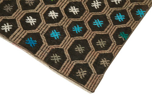 Anatolian Runner Brown Striped Cotton Wool Handmade Area Rug 2'7'' x 8'7''